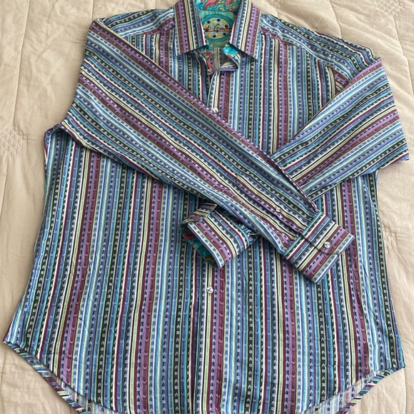 ROBERT GRAHAM Size L Multi Color Print Cotton Button Up Long Sleeve Shirt